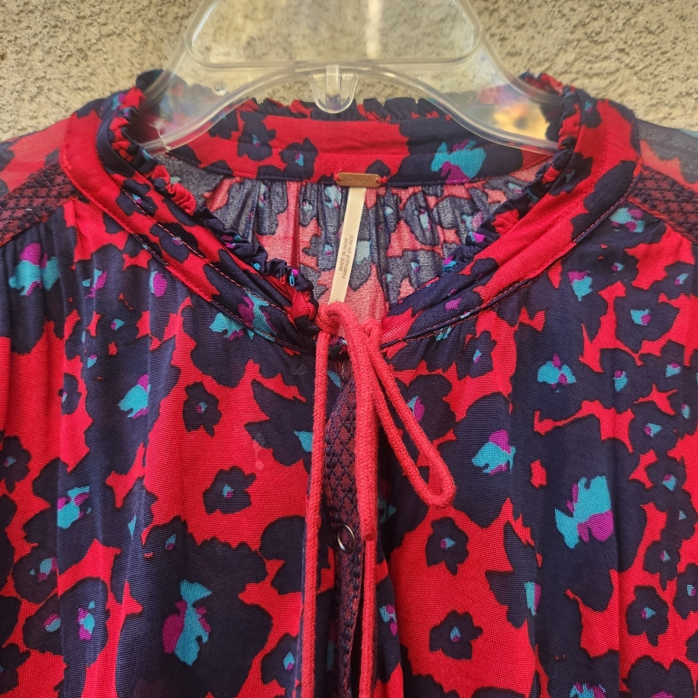 FREE PEOPLE Women's Love Letter Tunic Dress Medium Oversized Ruffle Boho - Picture 7 of 15